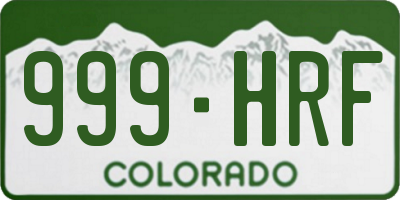 CO license plate 999HRF