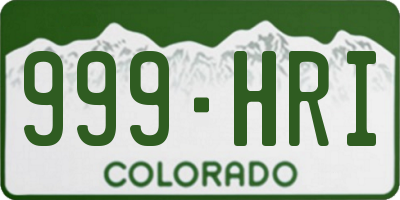 CO license plate 999HRI