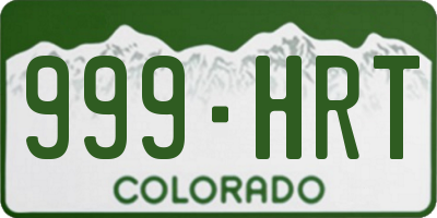 CO license plate 999HRT