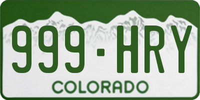 CO license plate 999HRY