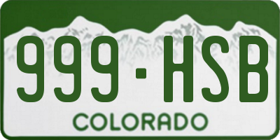 CO license plate 999HSB