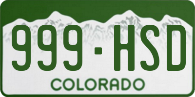 CO license plate 999HSD