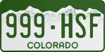 CO license plate 999HSF