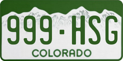 CO license plate 999HSG