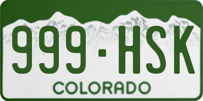 CO license plate 999HSK