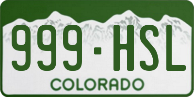 CO license plate 999HSL