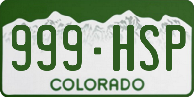 CO license plate 999HSP