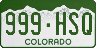 CO license plate 999HSQ