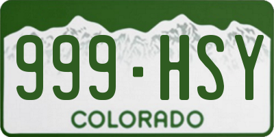 CO license plate 999HSY