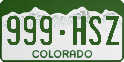 CO license plate 999HSZ