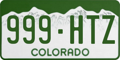 CO license plate 999HTZ