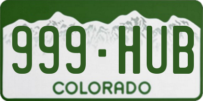 CO license plate 999HUB