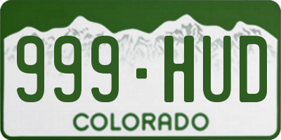 CO license plate 999HUD