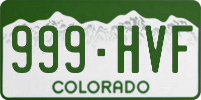CO license plate 999HVF