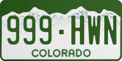 CO license plate 999HWN