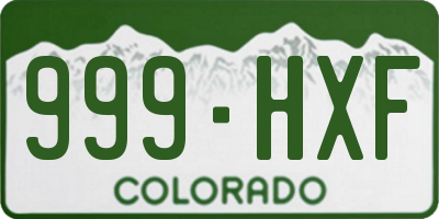 CO license plate 999HXF