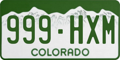 CO license plate 999HXM