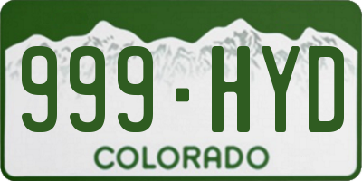 CO license plate 999HYD