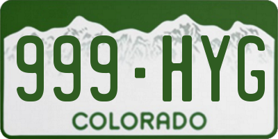 CO license plate 999HYG