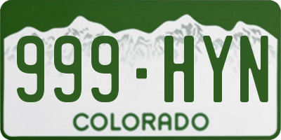 CO license plate 999HYN