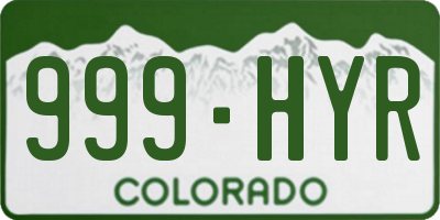 CO license plate 999HYR