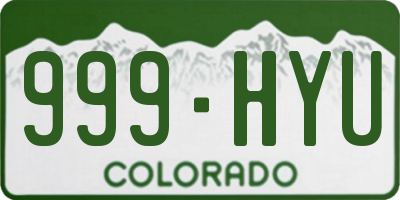 CO license plate 999HYU