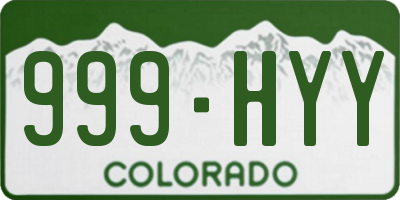 CO license plate 999HYY