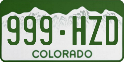 CO license plate 999HZD