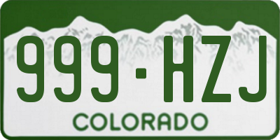 CO license plate 999HZJ