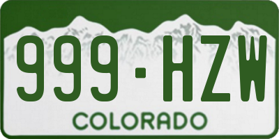 CO license plate 999HZW