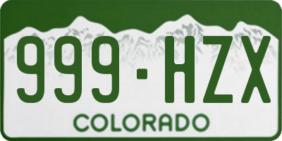 CO license plate 999HZX