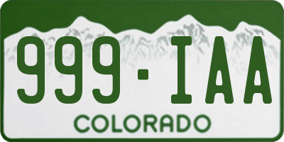 CO license plate 999IAA
