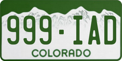 CO license plate 999IAD