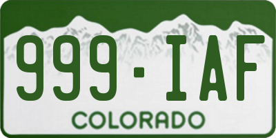 CO license plate 999IAF