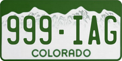 CO license plate 999IAG
