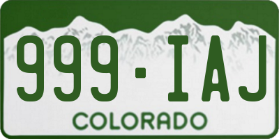 CO license plate 999IAJ