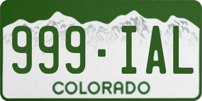 CO license plate 999IAL