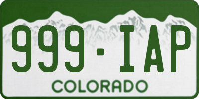 CO license plate 999IAP