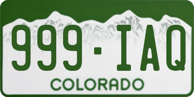 CO license plate 999IAQ