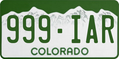 CO license plate 999IAR