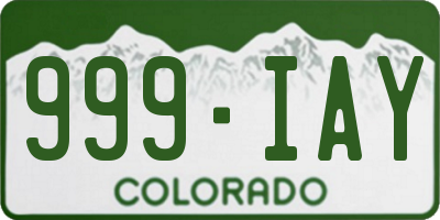 CO license plate 999IAY