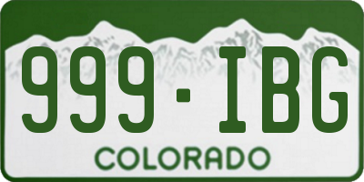 CO license plate 999IBG