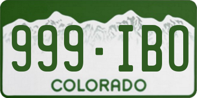 CO license plate 999IBO