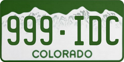 CO license plate 999IDC