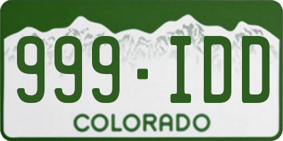 CO license plate 999IDD