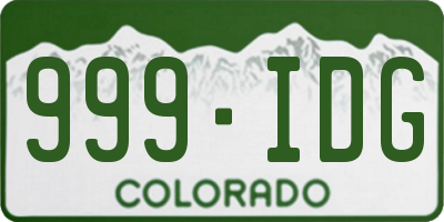 CO license plate 999IDG