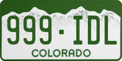 CO license plate 999IDL