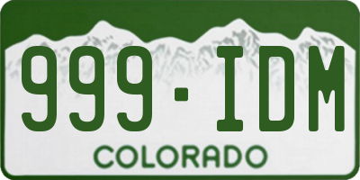 CO license plate 999IDM