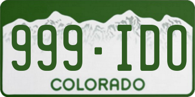 CO license plate 999IDO