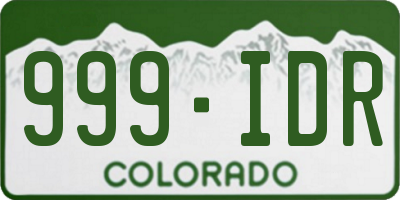 CO license plate 999IDR